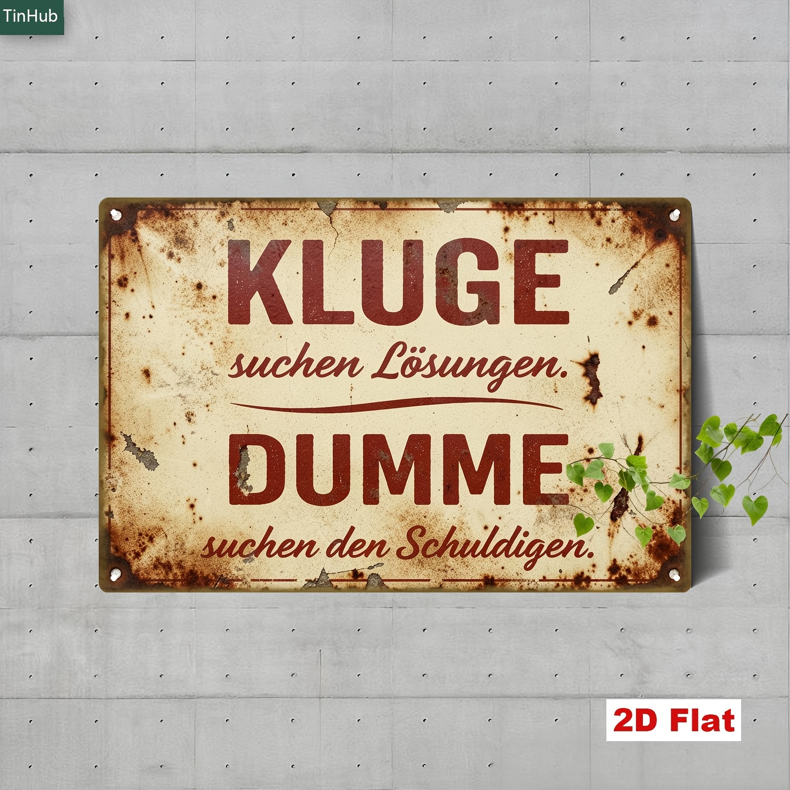 TEMU 2d Flat, 2d Flat 1pc Of Retro German Slogan Metal Sign, 20x30cm Iron Sign, With The German Quote " Look For Solutions, Stupid For Scapegoats",