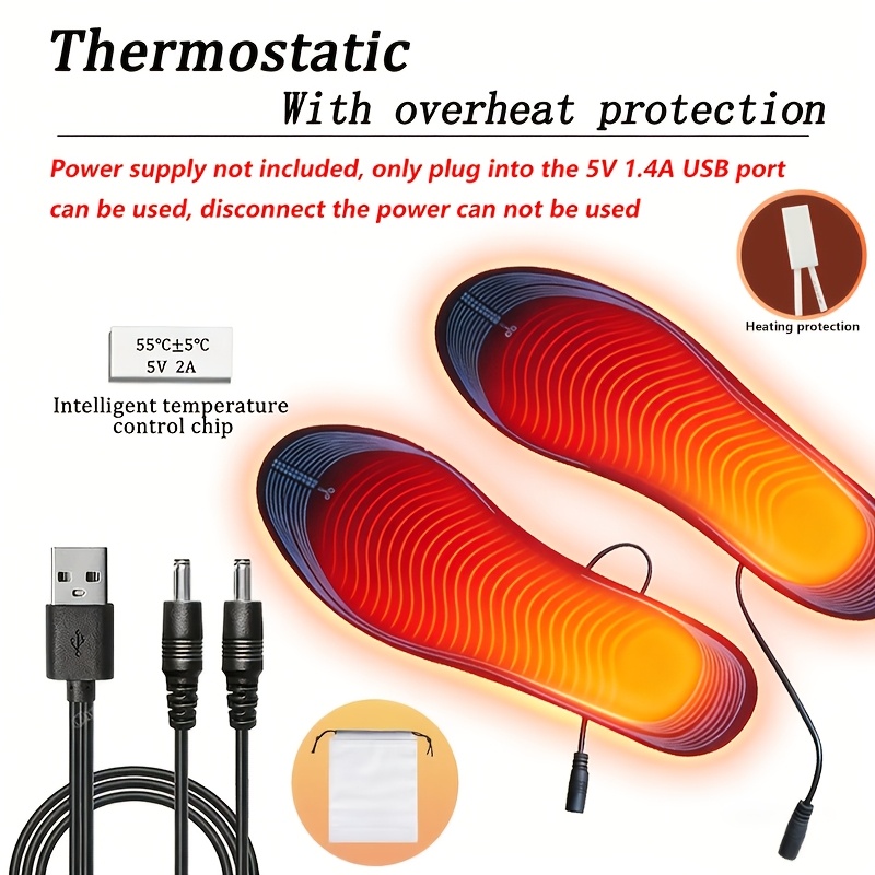 Image of Winter Heated Insoles With Protection, Trimmed To Fit, Plug-and-play Via Usb, Suitable For Winter Sports, Hunting, Fishing, Hiking, Your Feet Warm, Foot Warmer, Without Battery