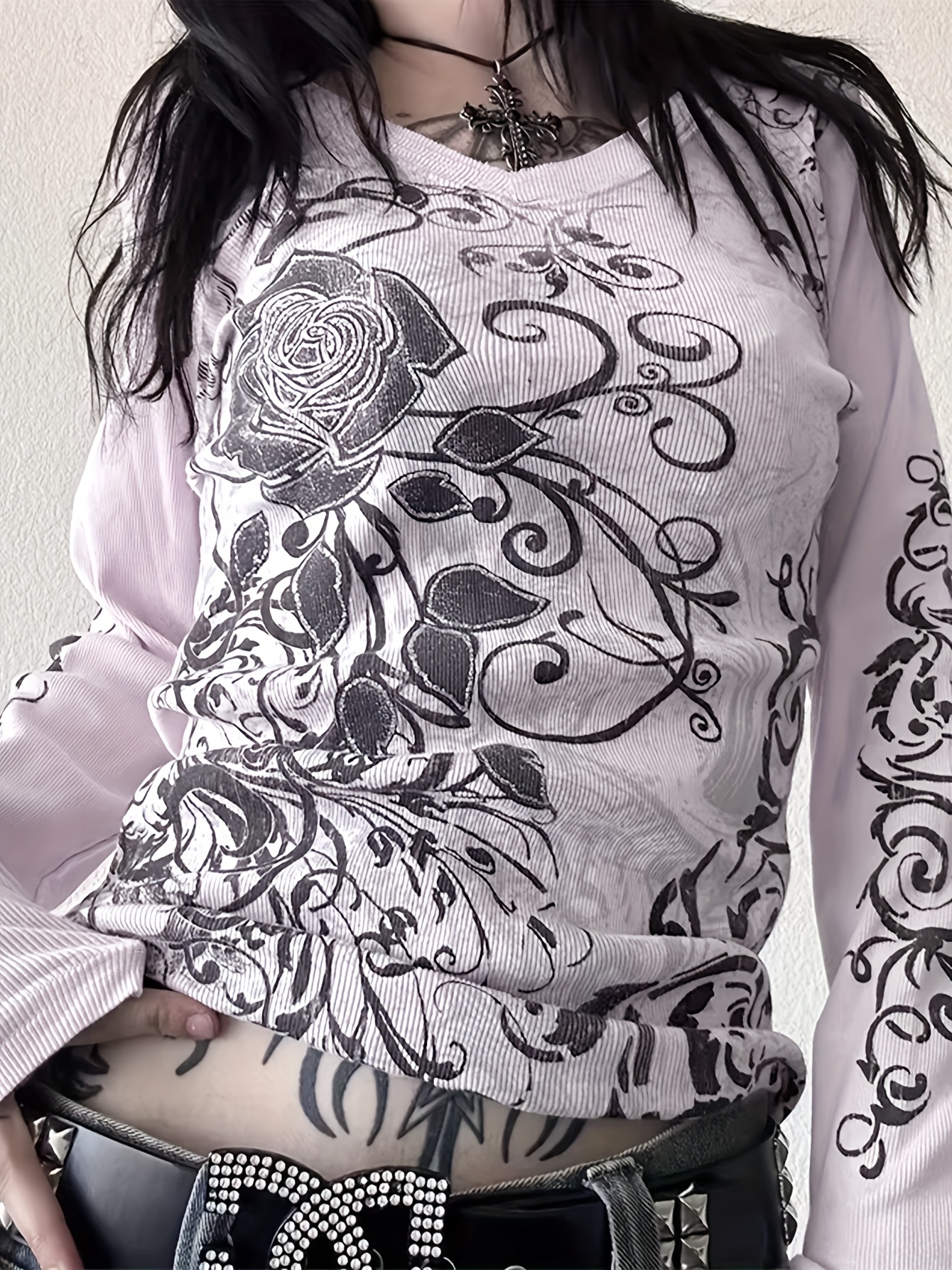 cyber y2k womens street y2k gothic rose - Temu
