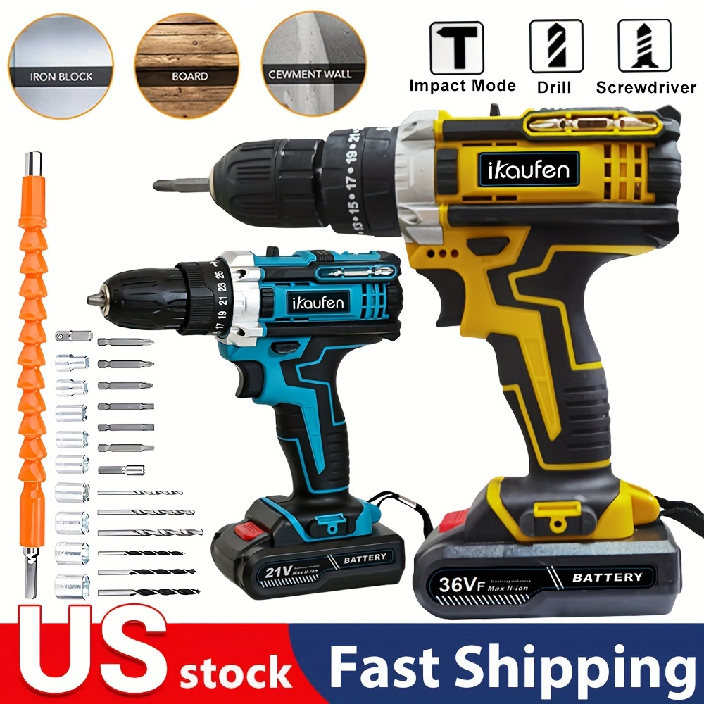 

21v Rechargeable Multifunctional Electric Hand Cordless Electric Drill - Beading & Jewelry Makinghousehold With Battery, Impact Pistol Drill, And Electric Screwdriver Functions Christmas Gift