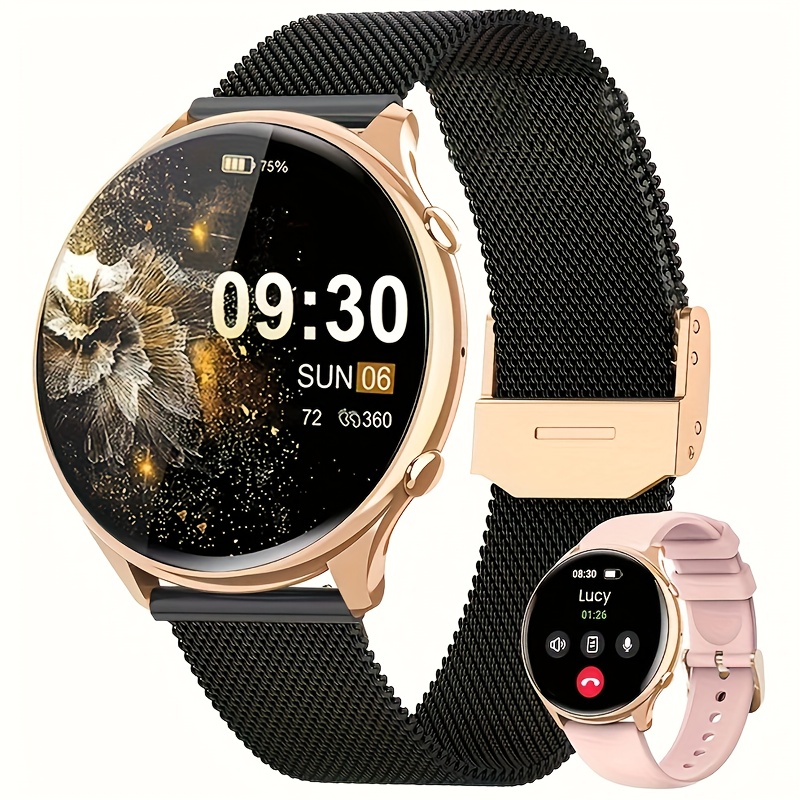 Image of Little Meat Ball, Watch, Support Sms And Phone Function, 100 Sport , Pedometer, Calorie, Weather Forecast Notification, Ip67 Waterproof, Suitable For Men And Women's Gifts (black Golden)