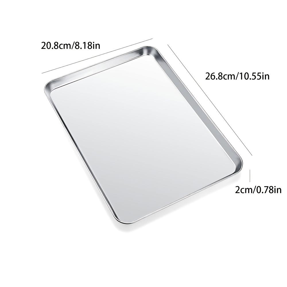 TEMU Stainless Steel Flat Square Tray, Durable Food Serving Dish, Commercial Catering Hotel Buffet Display Tray, Heavy-duty Baking Tray, Industrial