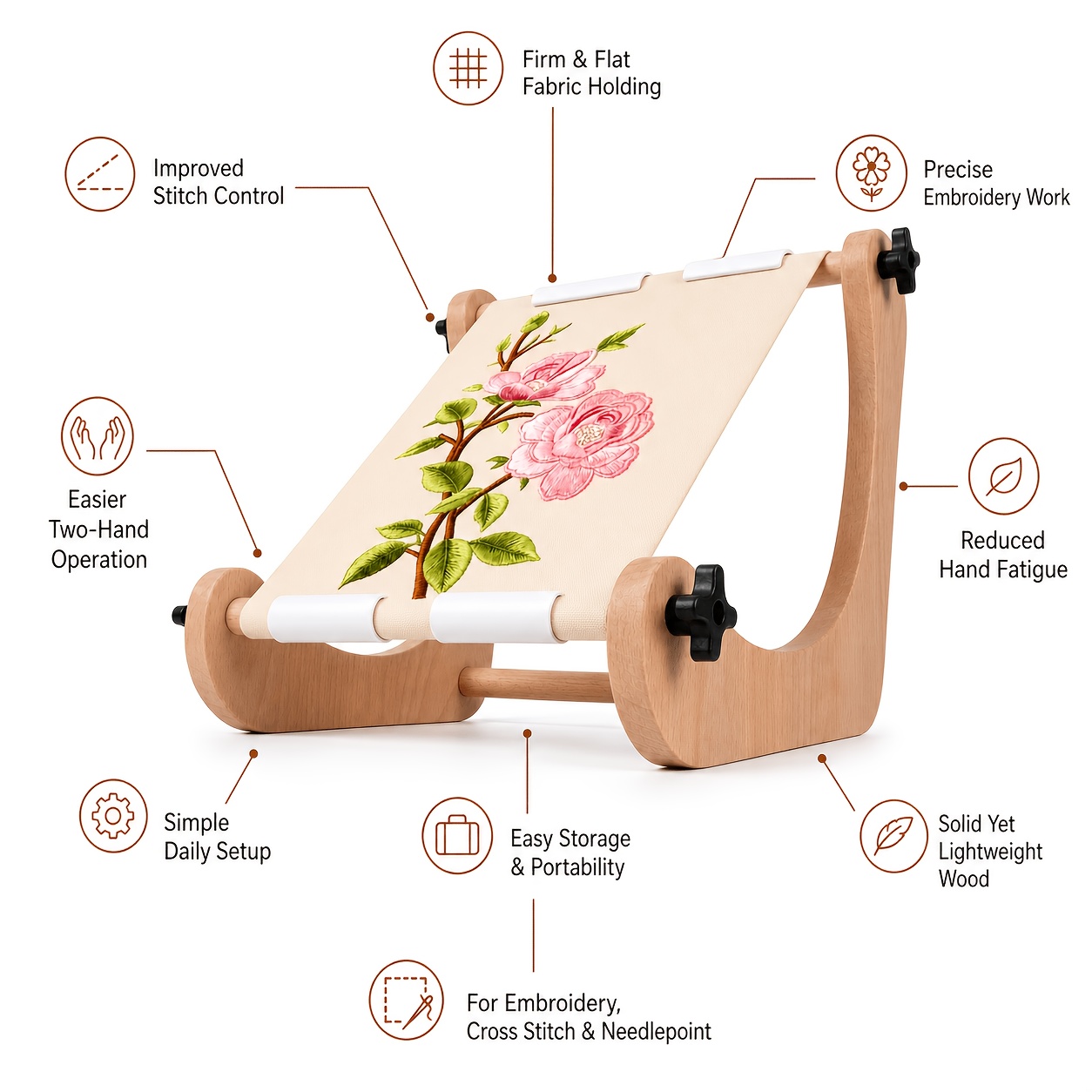 Adjustable Wooden Embroidery Table Stand