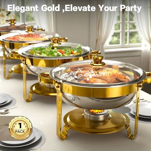 item picture chafing dishes for buffet 15 inches 1 2 4 pack 6qt round stainless steel chafing dish set for home parties christmas catering events complete buffet warmer set golden 2 4 for cooking