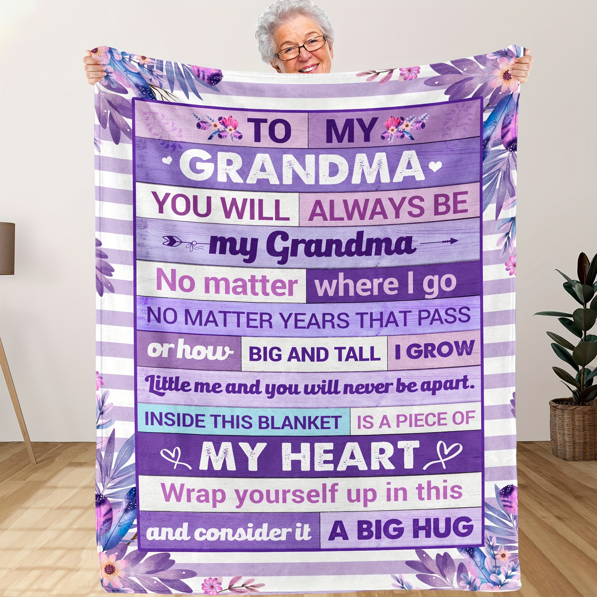 

1pc Grandma Letter Print Blanket – Soft Flannel Throw With Message, Design, Cozy Blanket For Travel, Sofa, Bed, Or Gift For