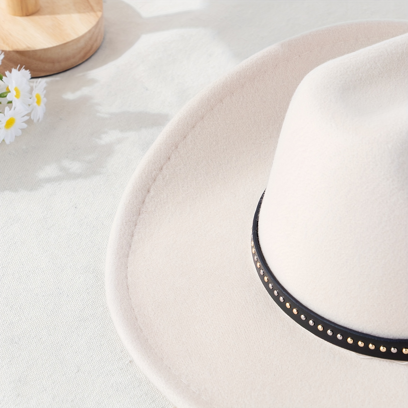 western style tweed textured polyester cowboy hat wide brim  display picture 1