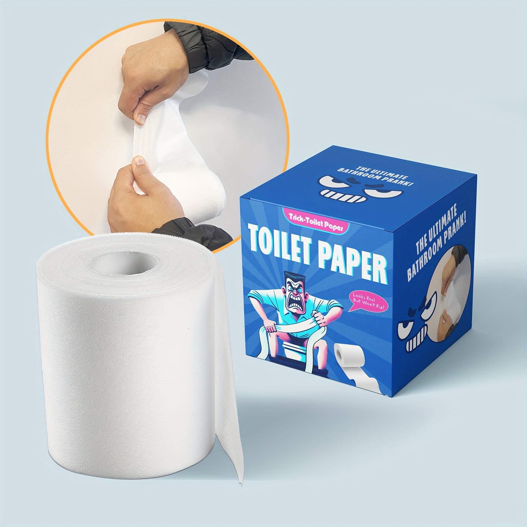 

Prank Toilet Paper Roll - No Tear, Realistic Look, Polyester Material, Featherless, Universal Holiday Gift, April Fools' & Christmas Party Joke, Without Electricity