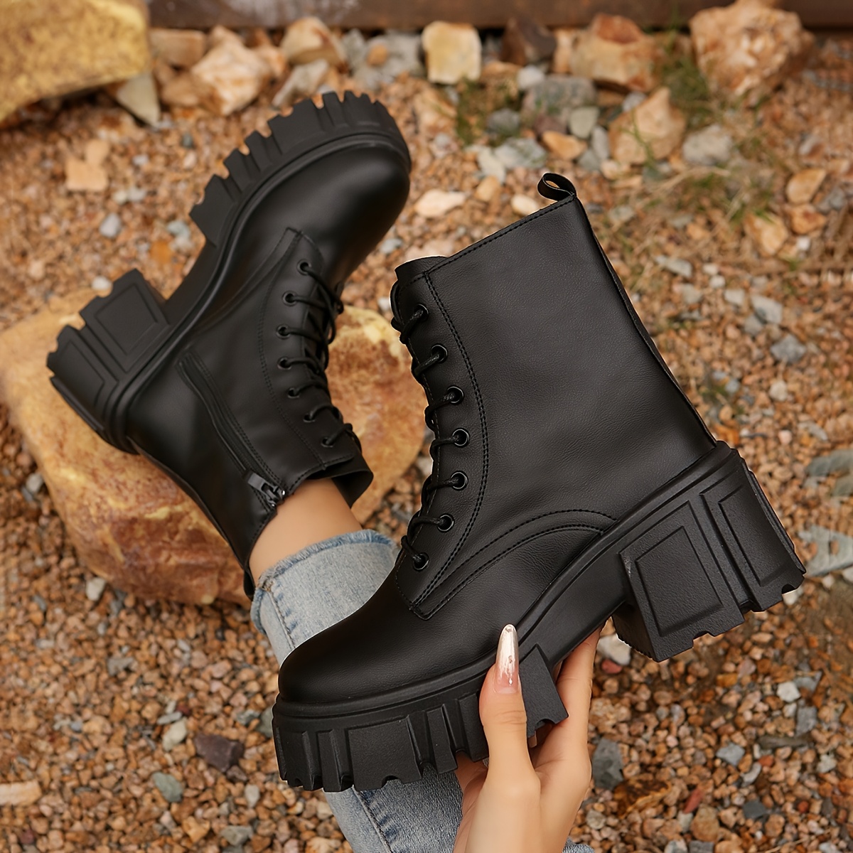 

Women' Mid Heel Ankle Boots, , Lace-up, Sole, Warm, , Fabric , Plain Toe, Upper, Tpu Sole, Fabric Insole