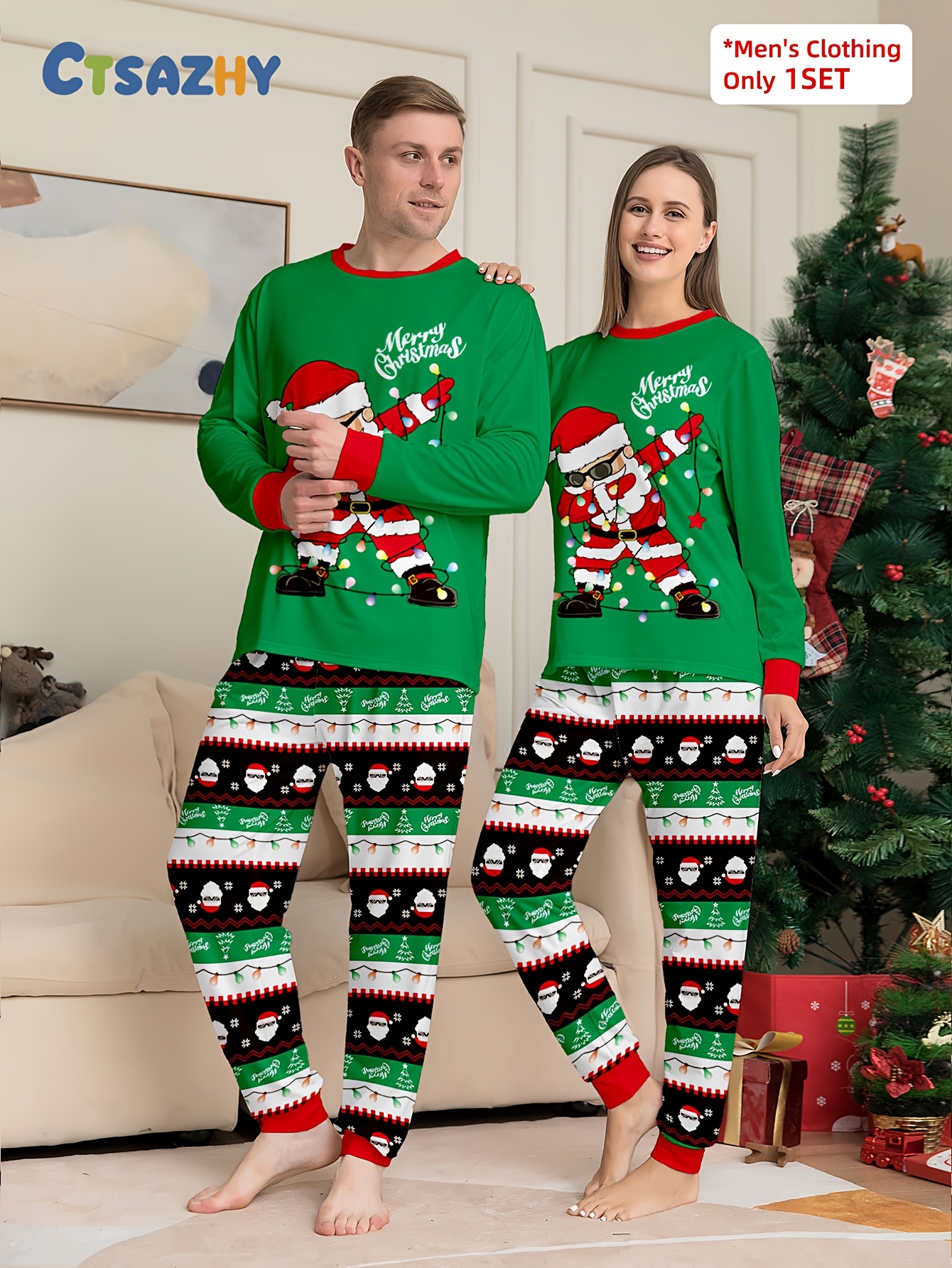 conjunto pijama navidad hombre larga cuello Temu Chile