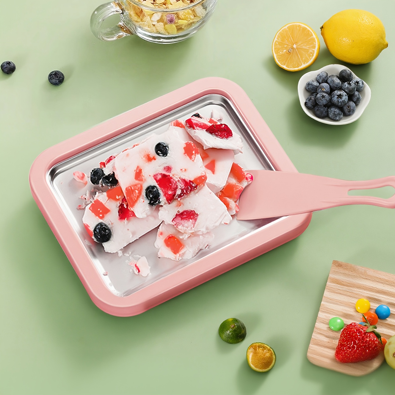TEMU Ice Cream Maker Rolled Ice Cream Machine, Pan, Instant Cold Plate, Ideal For Making Rolled Ice Cream Yogurt And