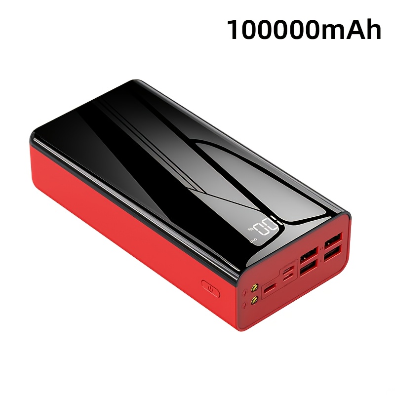 TEMU Batterie externe de grande capacité 100000/50000/30000mAh à chargement rapide, équipée d'un /affichage LED de , 4 ports USB et interface Type-C,