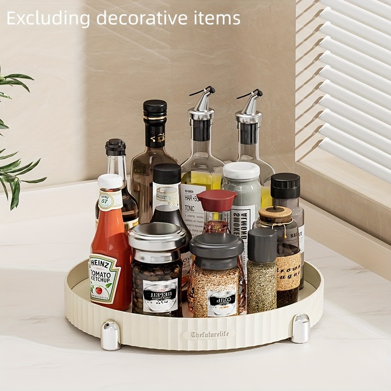 Luxury Rotating Spice Rack Organizer, Multi-Functional Double Layer  Countertop Storage Tray for Kitchen Seasonings, Plastic Material, No  Electricity R