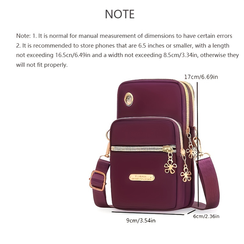 1pc Women's Fashion Crossbody Cell Phone Purse, Casual Multi-Pocket ZipShoulder Bag with Adjustable Strap, Compact Sports Coin Pouch AndEarphone Holder for Daily Travel Commute Certificate Storage