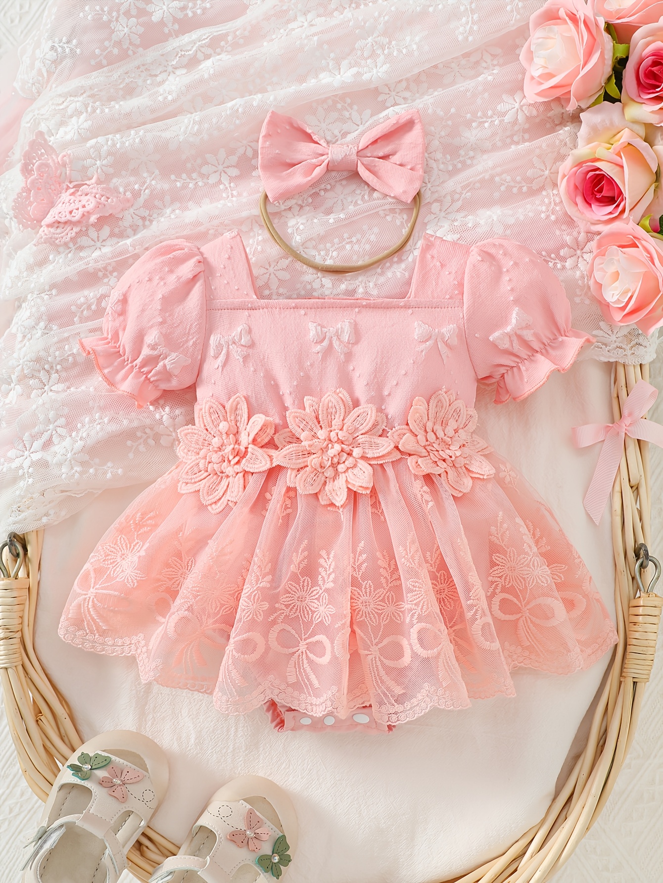 open lace back dress Princess Girl Baby Gift Set, 9-12M / A