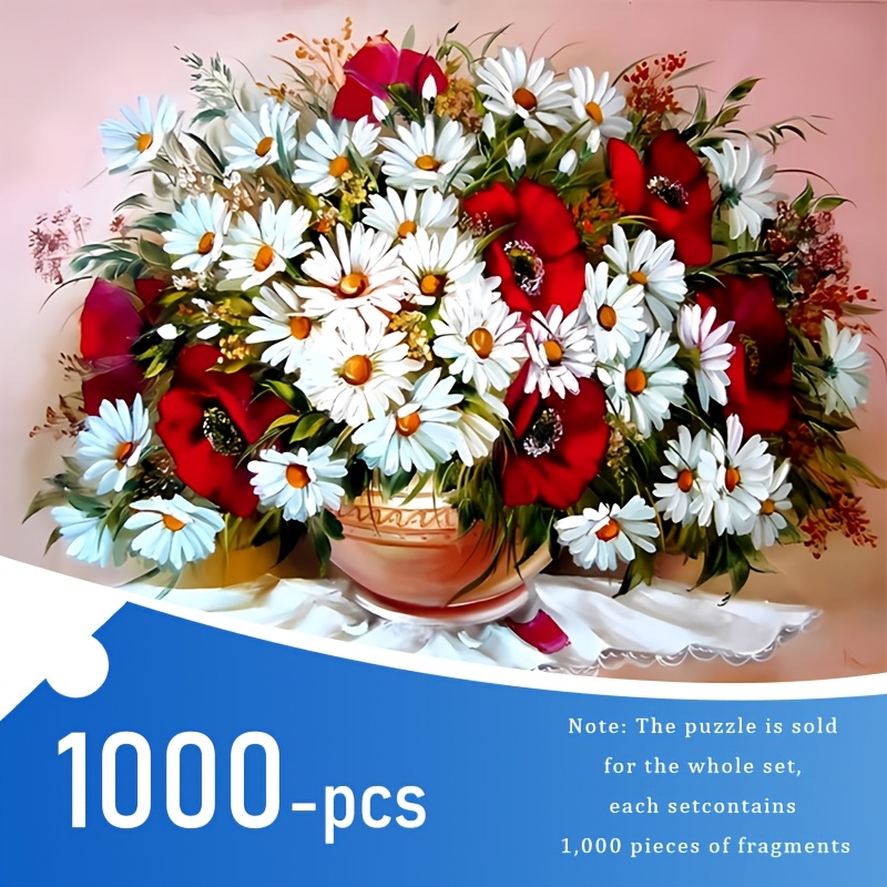 

1000pcs Flower Puzzle For Adults, 50x70cm/19.7x27.6in, High-quality Paper, Diy Art Decor, , Portable, , Perfect Birthday Gift