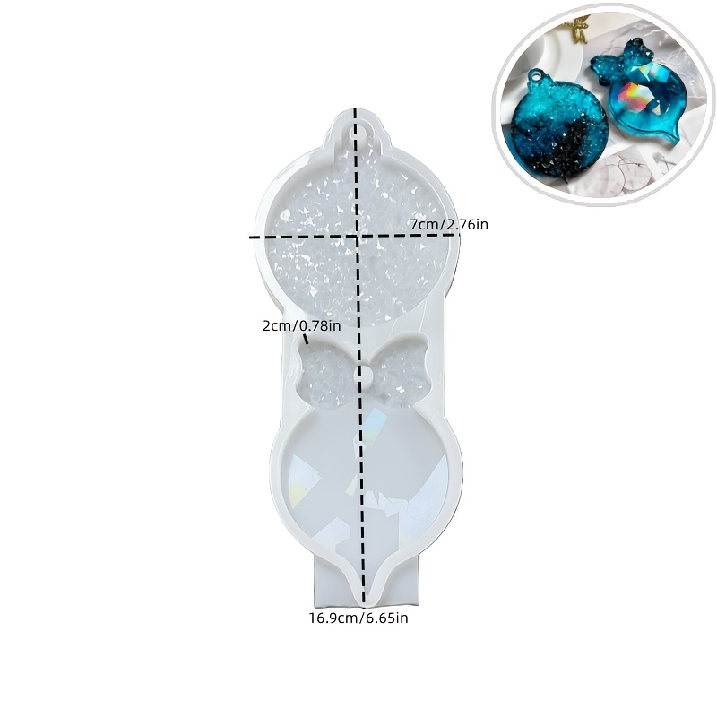 TEMU Moules en silicone résine 2 compartiments, motif diamant en relief rond, moule époxy pour breloques, strass en relief, nœud, laser, pendentif de