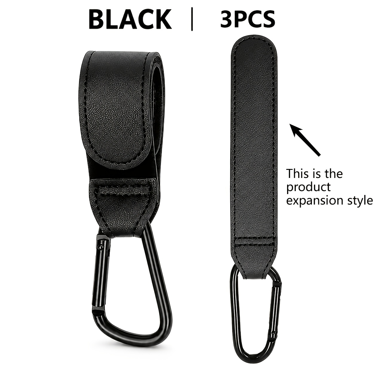 TEMU 3pcs Hook And Loop Fastener Hooks, Shopping Cart Bag Hooks, Car Seat Organizer Hooks, Pu Leather Hook And Loop Fastener Hooks, Suitable For