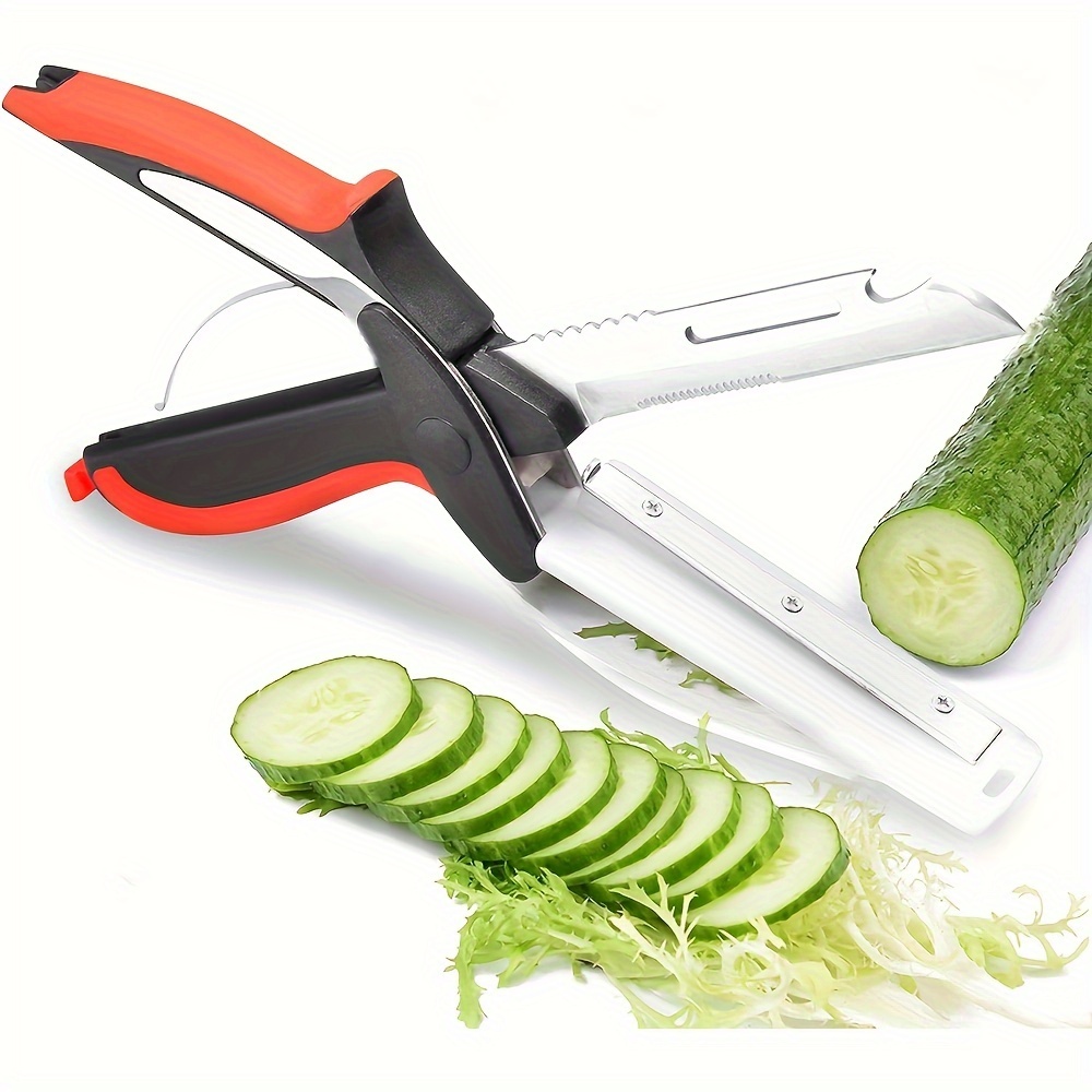 1pc vegetable scissors food cutter   meat scissors kitchen shears quick vegetable slicer with cutting board knife kitchen must haves chopping scissors for kitchen Product details 3