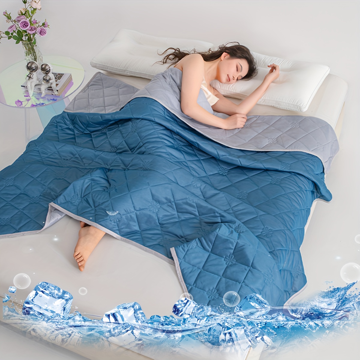 1pc summer quilt cool feeling solid color thin quilt soft and comfortable sweat absorbing and breathable suitable for bedrooms and guest rooms details 1