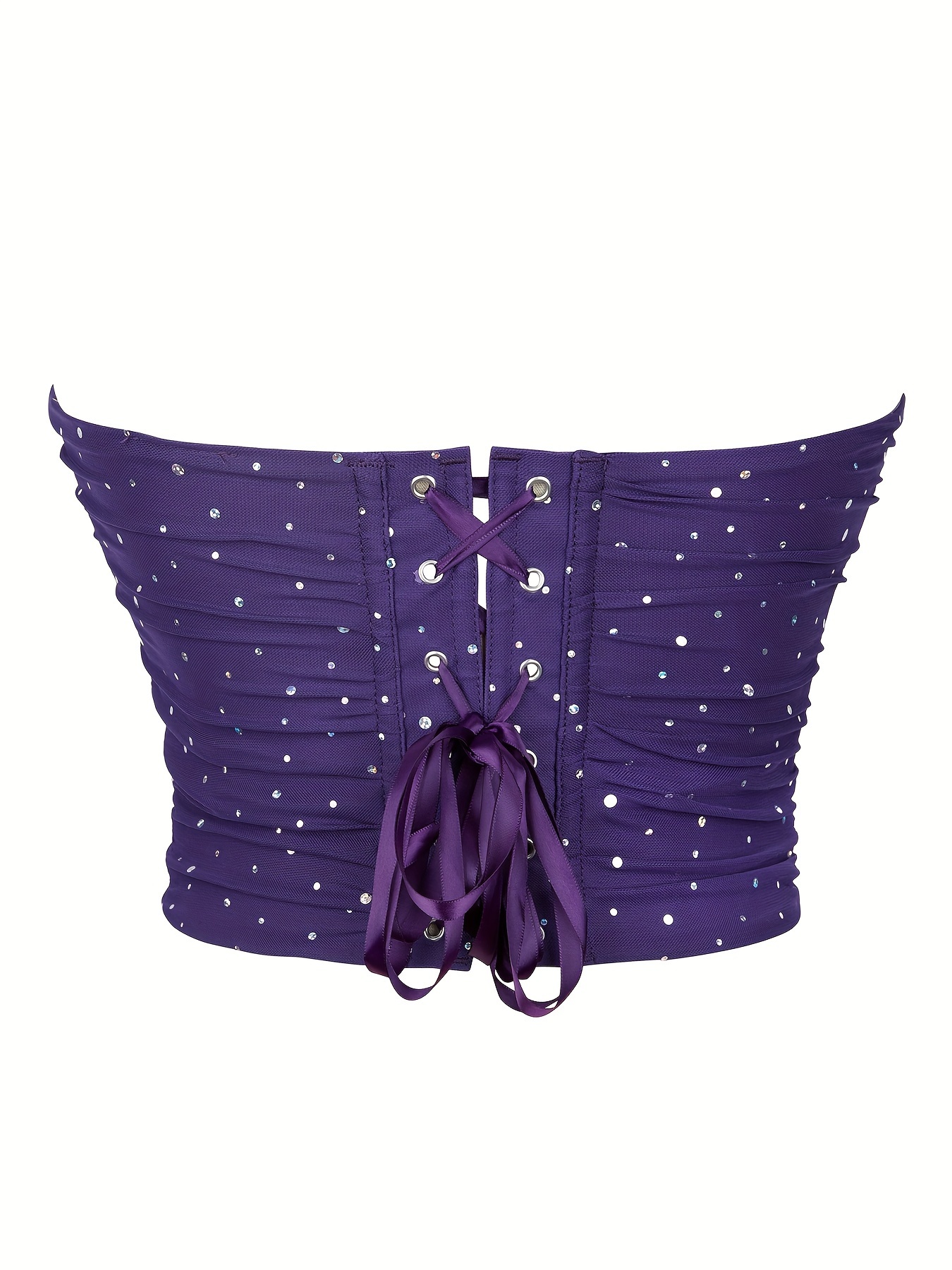 Sushruta Top Corto Vintage Con Corsetto In Raso, Senza Spalline E Senza Maniche Con Drappeggio – Estivo