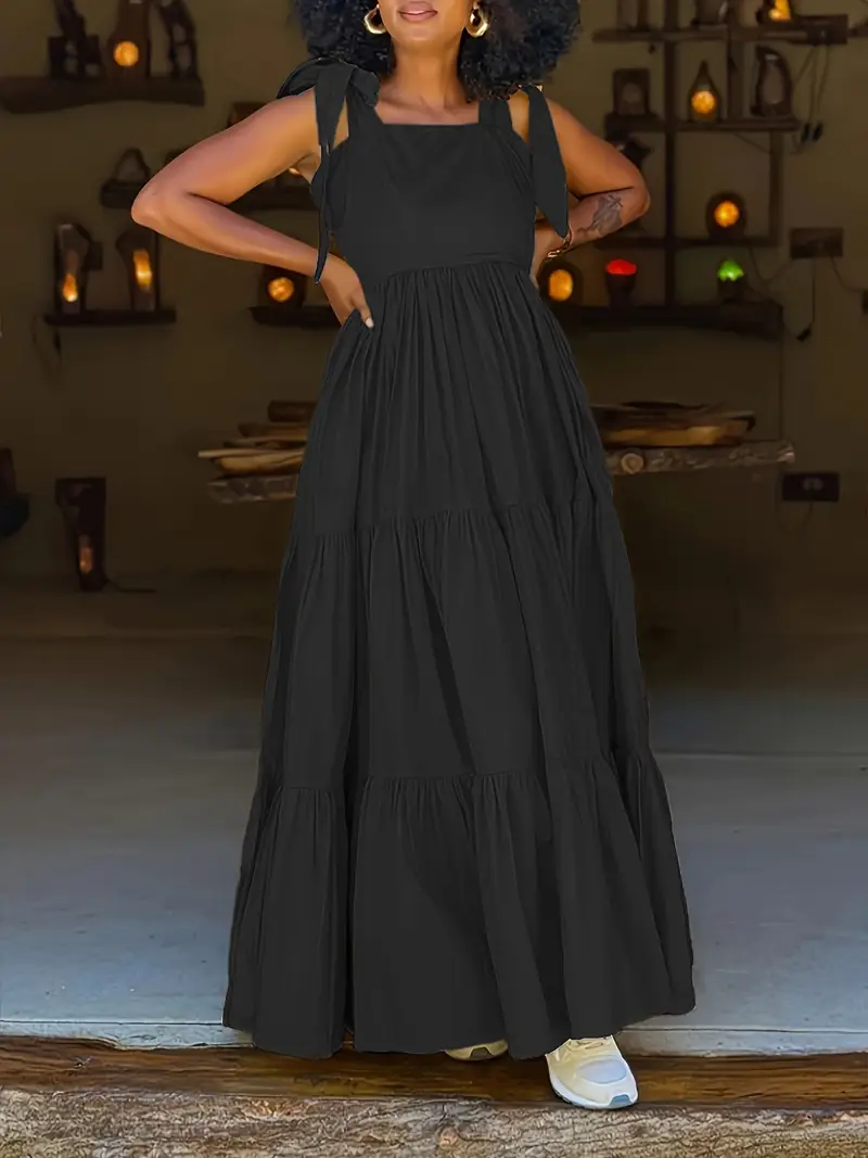 plus size elegant tie shoulder sleeveless maxi dress layered - Temu plus size elegant tie shoulder sleeveless maxi dress layered - Temu