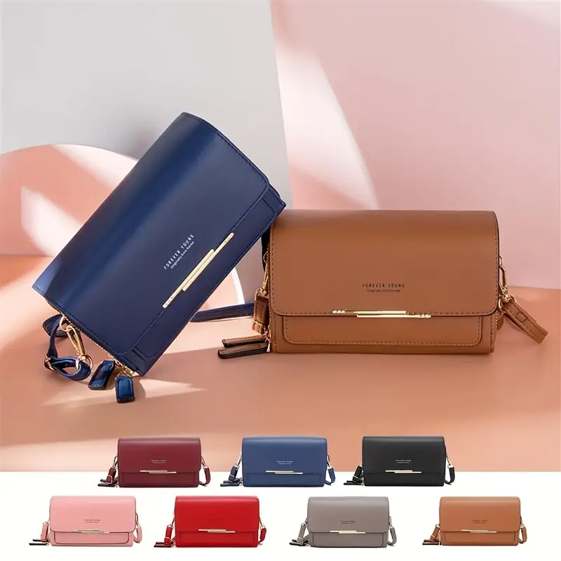 rfid blocking crossbody bag for women fashionable red messenger purse with sequin adjustable strap lightweight zipper closure unlined no pattern solid color details 4
