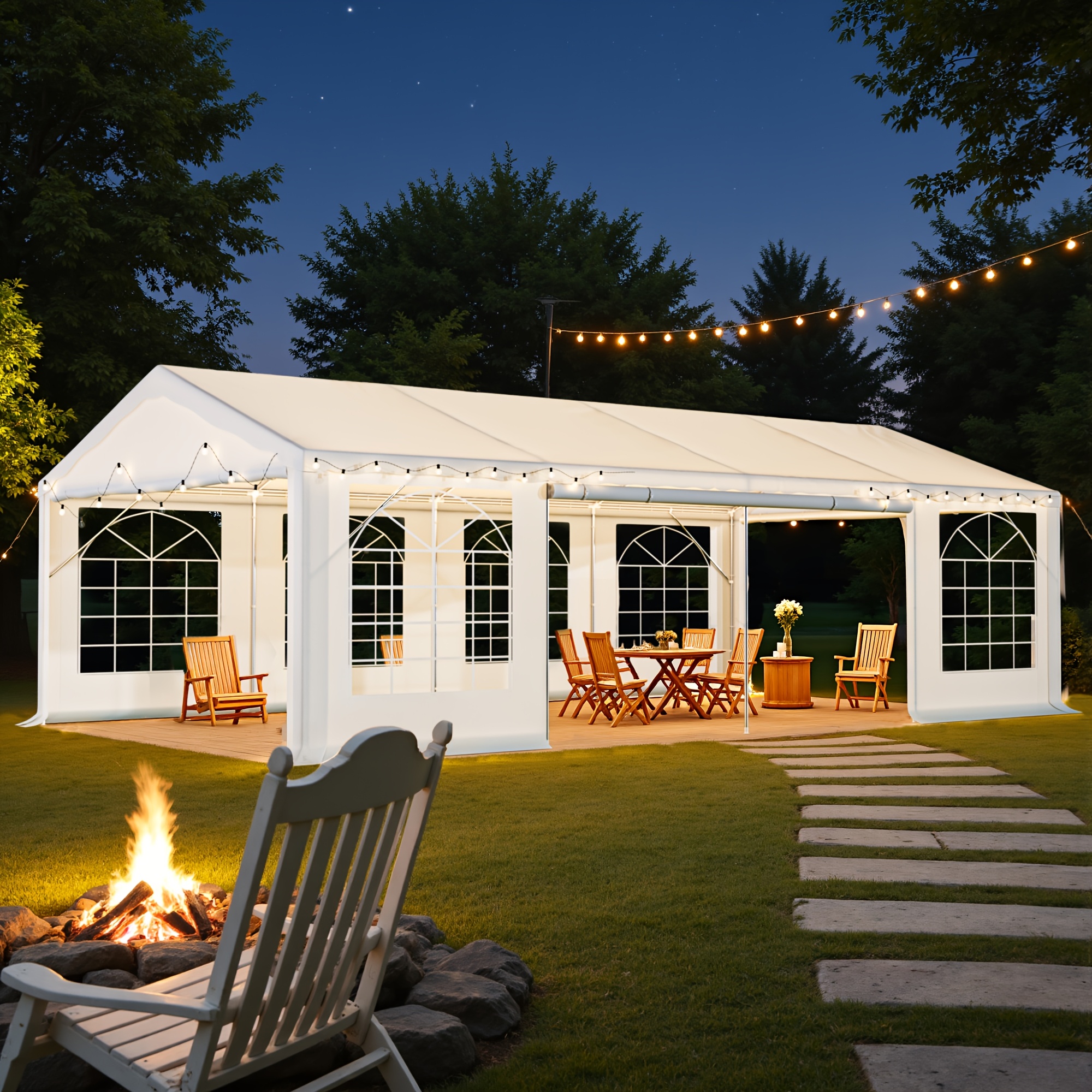 20x40ft 13x26ft white plastic party canopy with pergola durable outdoor indoor event shelter for weddings birthdays garden parties portable easy setup no electricity needed outdoor event shelter sturdy construction Product details 0