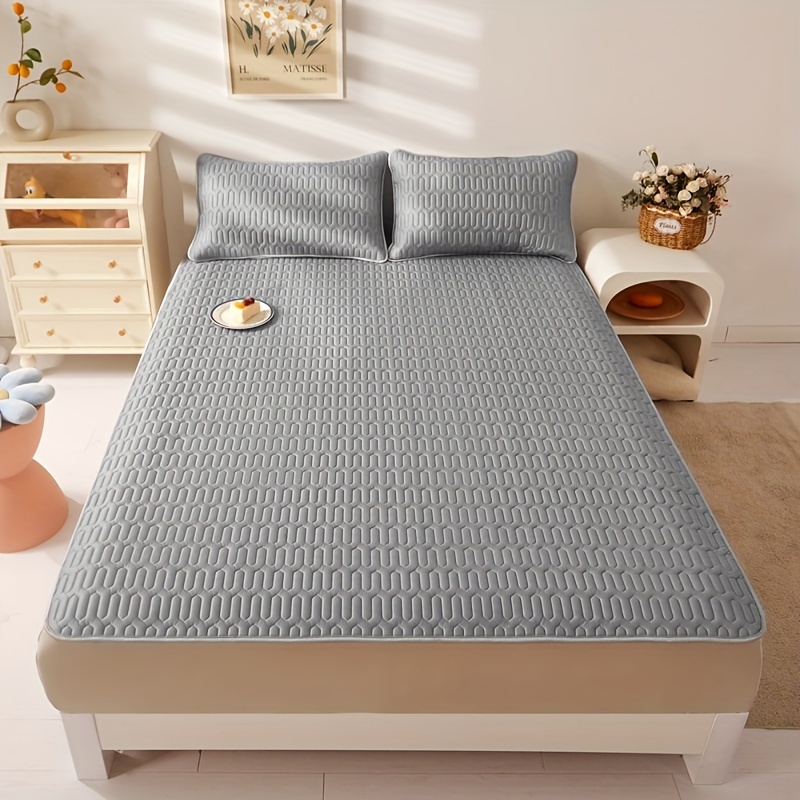 3pcs   cool latex mat latex mat 1 pillowcase 2 no core breathable soft solid color mattress set bedroom dormitory hotel bedding set details 1