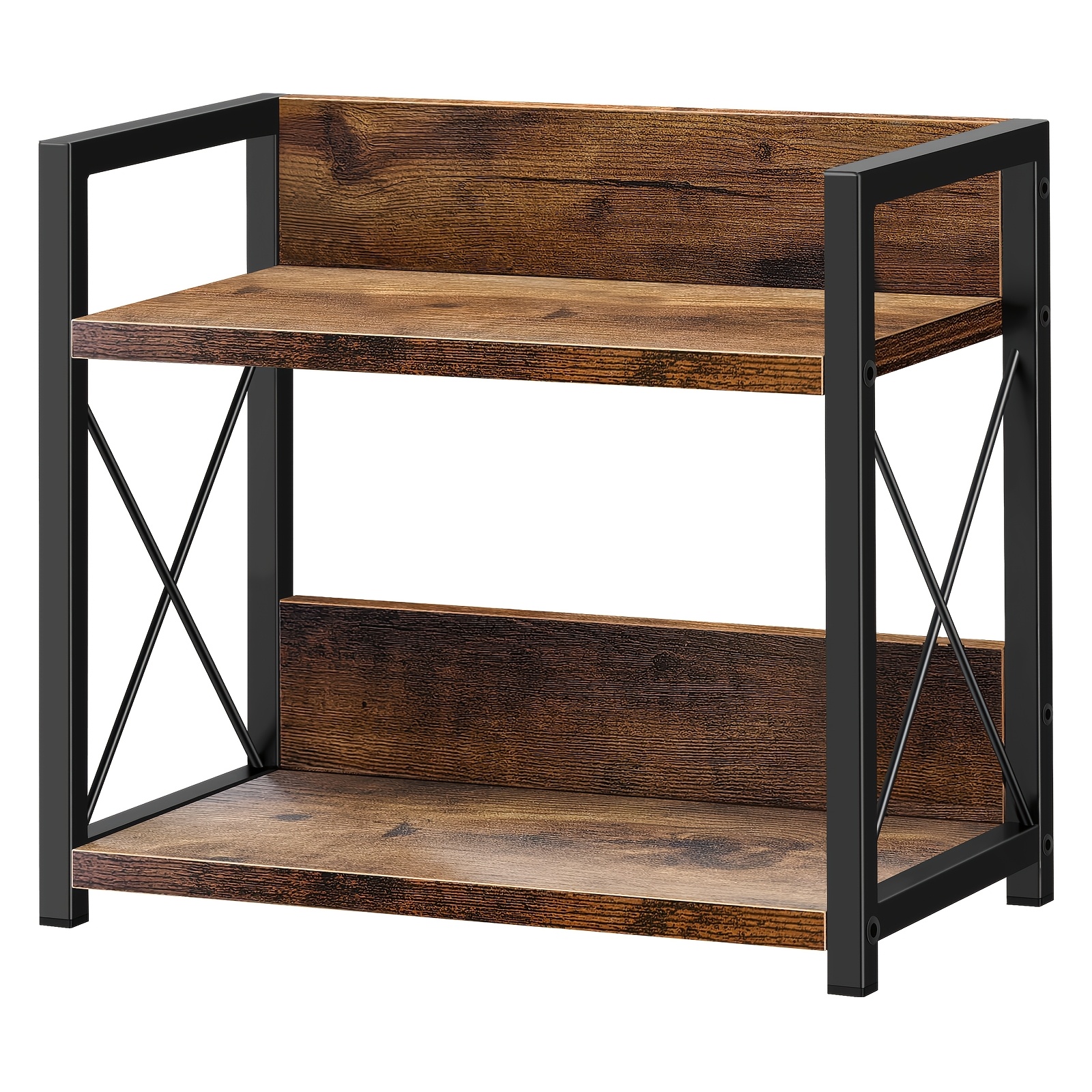 Image of 2-tier Wood Coffee Station Organizer & Spice Rack - Countertop Shelf With Spice Shelf Suitable, Coffee, Pantry - Space- Wood Storage For Spices, Herbs, Tea
