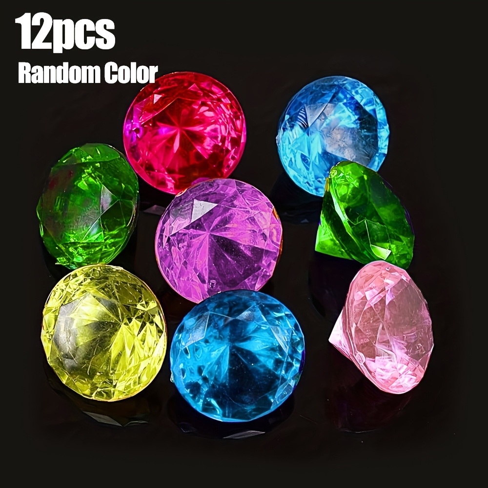 Image of Feellife 12pcs Large Acrylic Diamond Gems | Birthday Party Favors & Pinata Stuffers For Kids | Sparkly Crystal Treasure Hunt Toys | Fillers 3+ | Random Assorted Colors