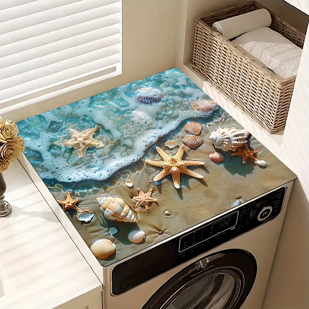 

1pc 20in×24in/24in×24in, Starfish Pattern, Washer And Dryer Top Protection Mat, Washing Machine Dust Cover Mat, Kitchen Accessories, Non-slip, For Laundry Bathroom Home Decor, Room Decor