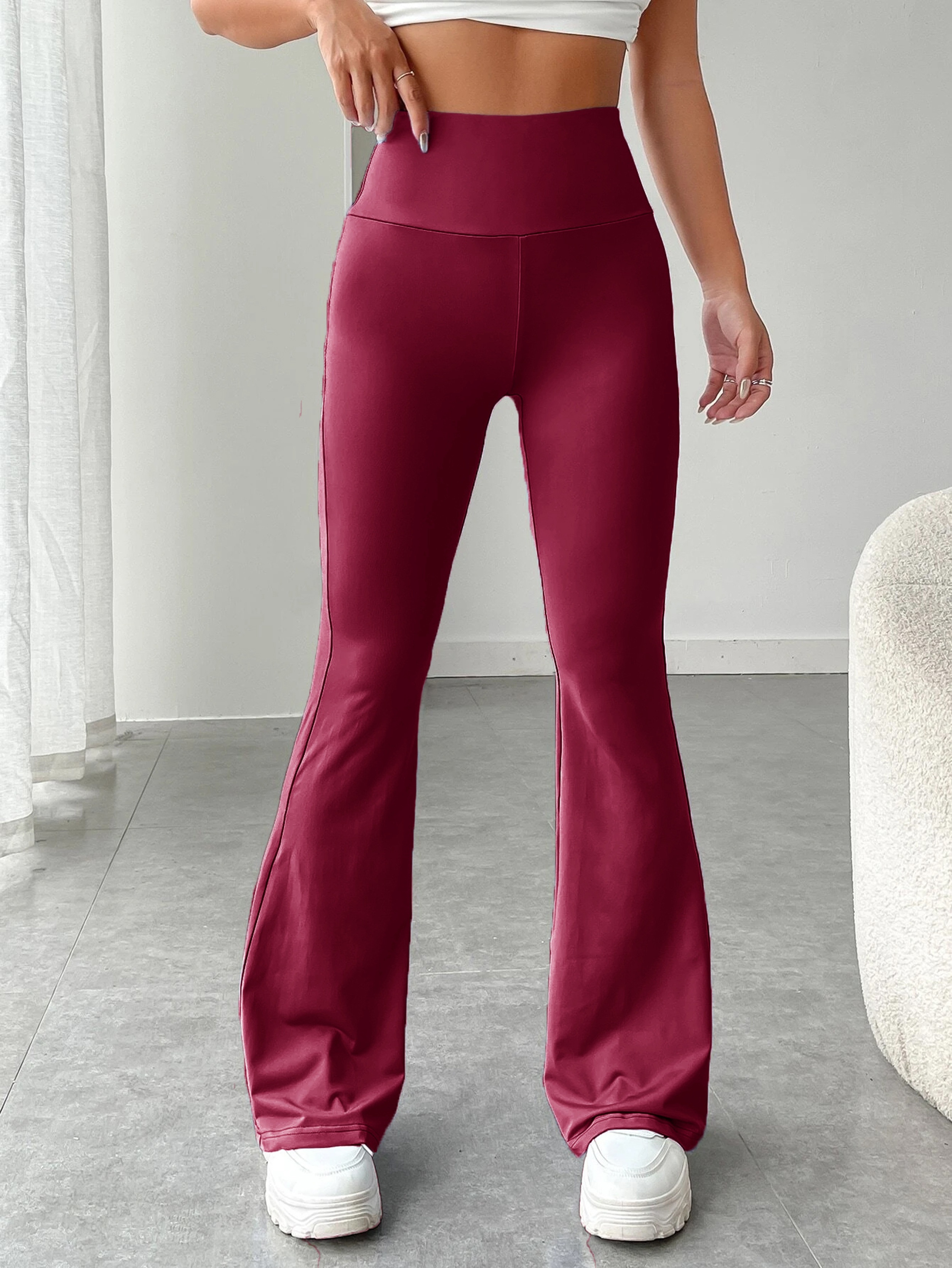 Womens High Waist Stretch Yoga Pants Bootcut Flare Wide Leg