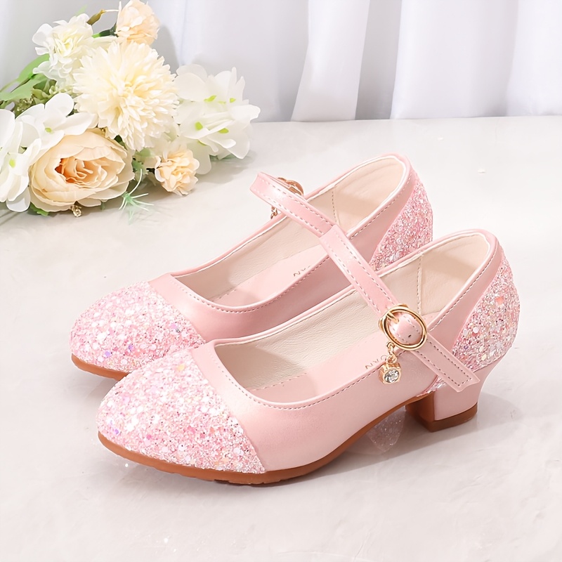 sparkly sequin princess high heels girls light purple Temu