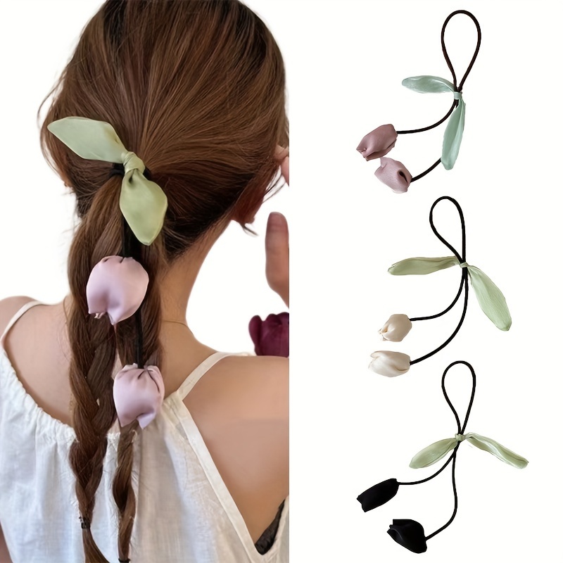 

Élégant Attache-cheveux en de Fleur de , Chinois 2024, Support de Queue de Cheval Basse, Corde à Cheveux en Tissu avec Colorée, Accessoire Capillaire Floral , Pièce Unique