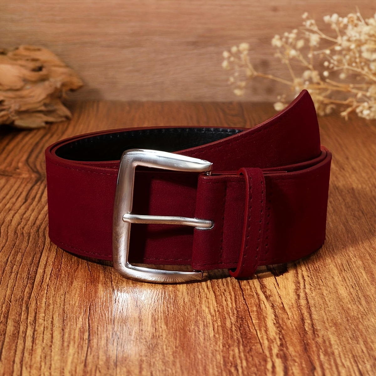 TEMU 1pc Suede Pu Wide Women's Belt, High- For Jeans And Skirts
