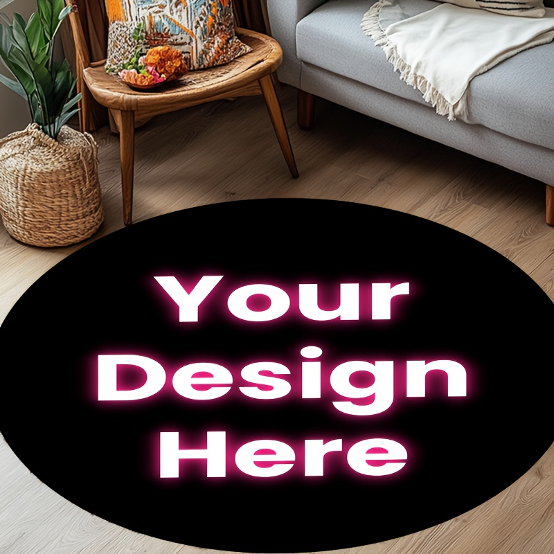 TEMU Customizable Flannel Round Rug Dz-round/f, Non-slip Backing, Suitable For Living Room, Bedroom, Bathroom, Boutique, Spa, Nail Salon And Other