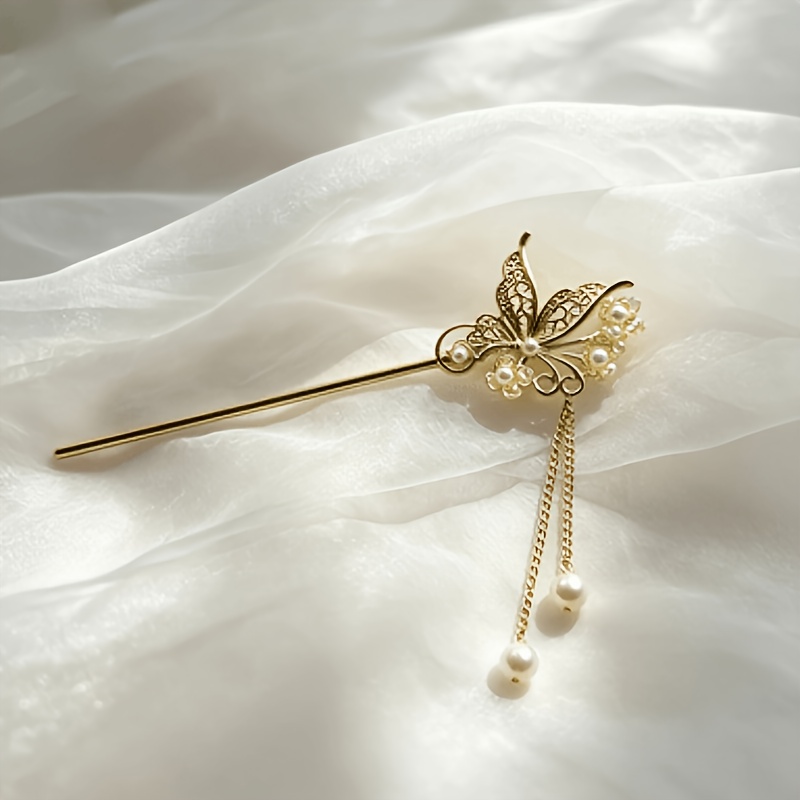 Colorful Butterfly Tassel Hairpin, Bright Bead Hair Accessory