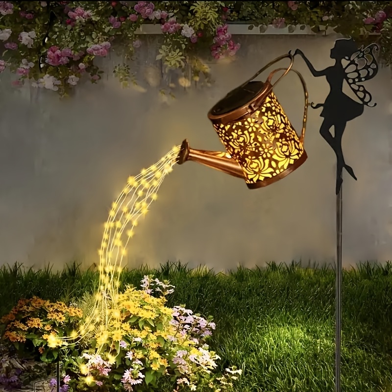 2 1pc solar watering pot with string lights solar waterfall lights very suitable for christmas gifts bedroom restaurant decoration solar pot lights with string lights hanging lantern solar garden lawn lights hanging solar waterfall lights