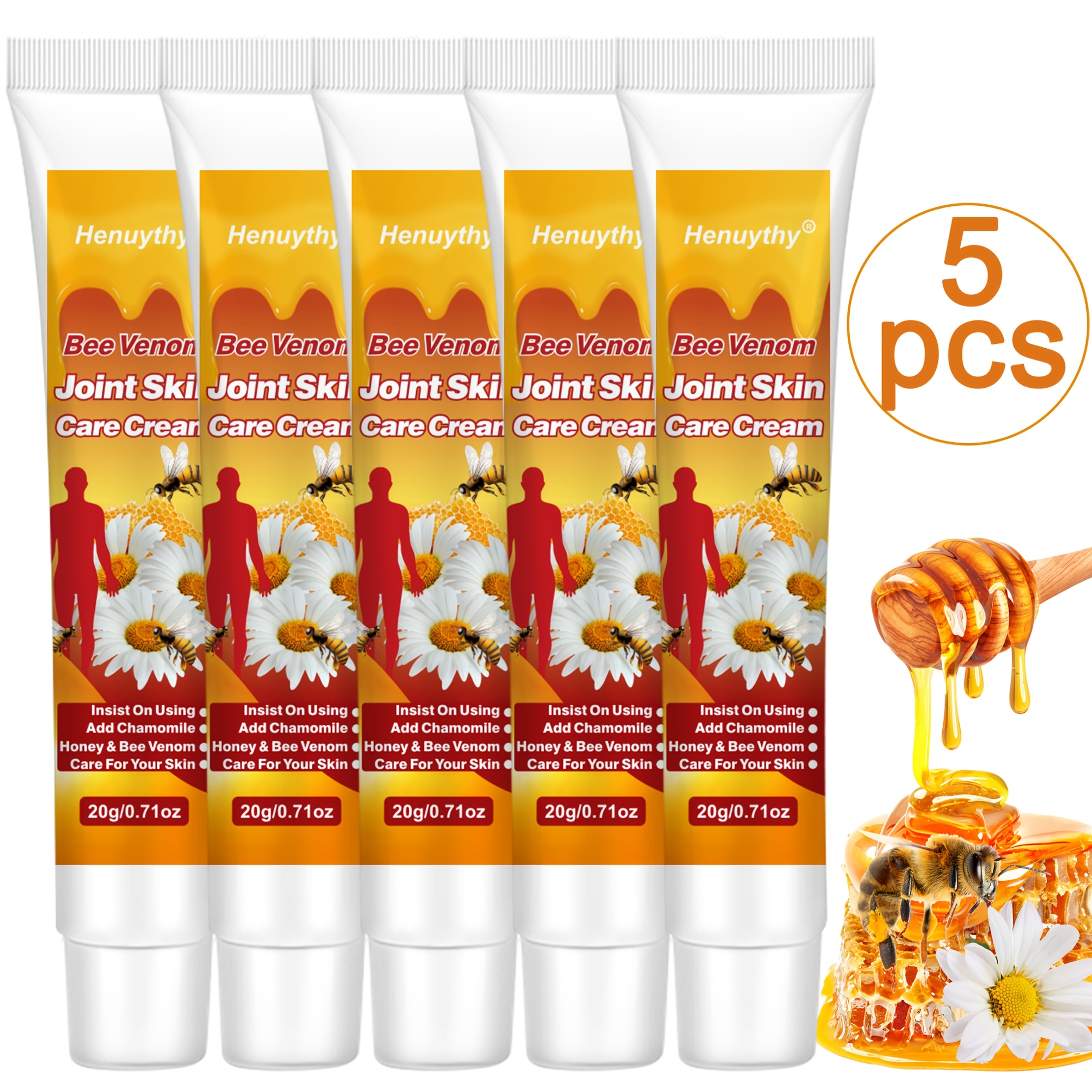5pcs Bee Venom Joint Skin Care Cream - Body Moisturizing Cream For All Body Joint Skin, Care For Your Joint Skin, Ideal Gift For Workers, Office Staff, Seniors And Sports Enthusiasts