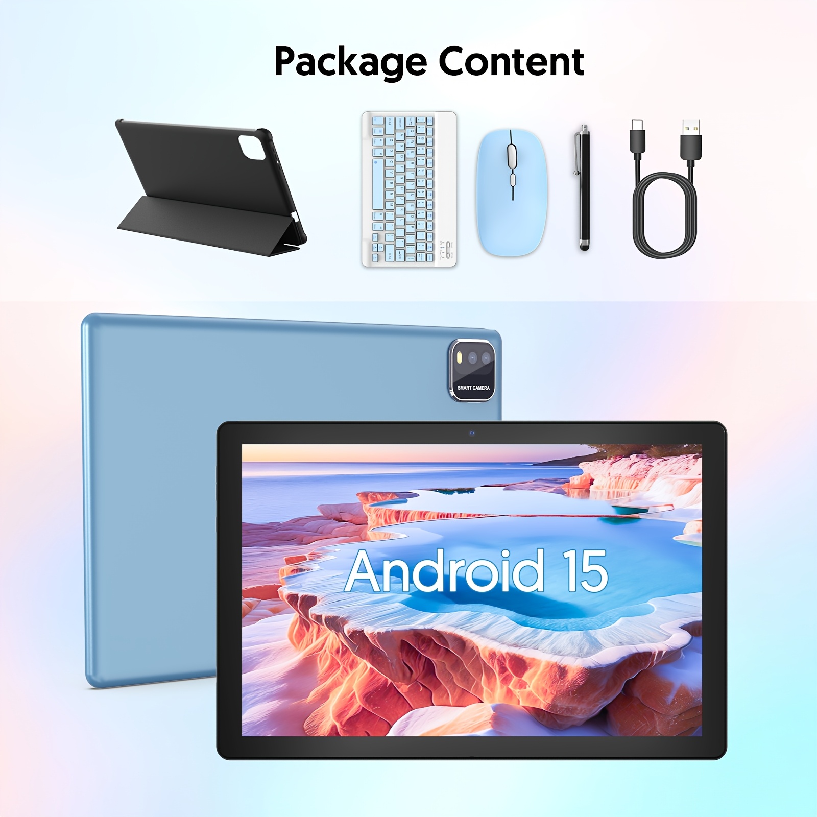 TEMU Tablette Android 15 Core 10 pouces | 12 (3+9) Go de RAM + 64 Go de Stockage + Extension 1 To | Écran Tactile IPS 1280 × 800 | Réseau WiFi6 Haute