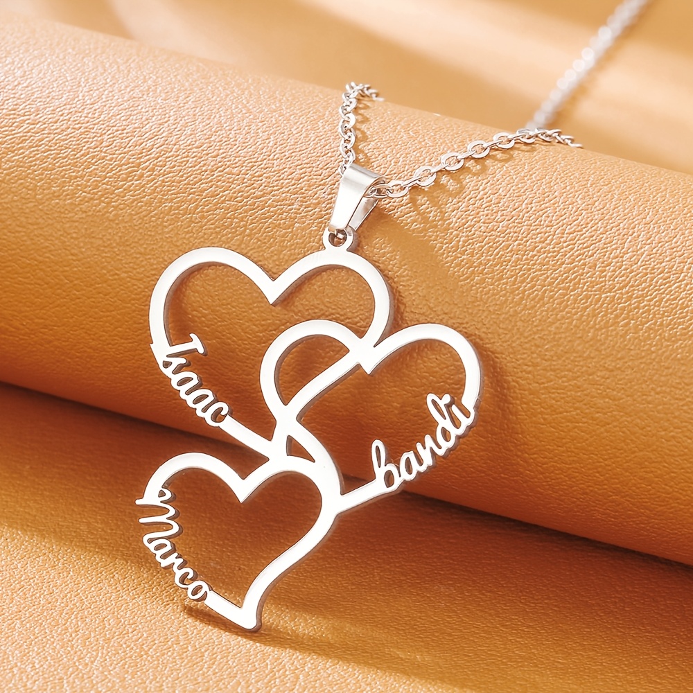 E-shop Klassische beliebte 304 Edelstahl Plating Optionaler Menge 1-5 Hohles Herz Damen Anhänger Halskette - Personalisiertes Benutzerdefiniertes Name