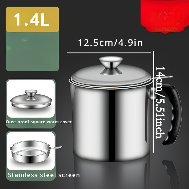 Stainless Steel Kitchen Grease Container with Strainer - Easy-Pour Handle, Ideal for Cooking Oil & Grease Storage, Essential Kitchen Accessory, Grease Can for Kitchen 7 Stainless Steel Kitchen Grease Container with Strainer - Easy-Pour Handle, Ideal for Cooking Oil & Grease Storage, Essential Kitchen Accessory, Grease Can for Kitchen - Image 7