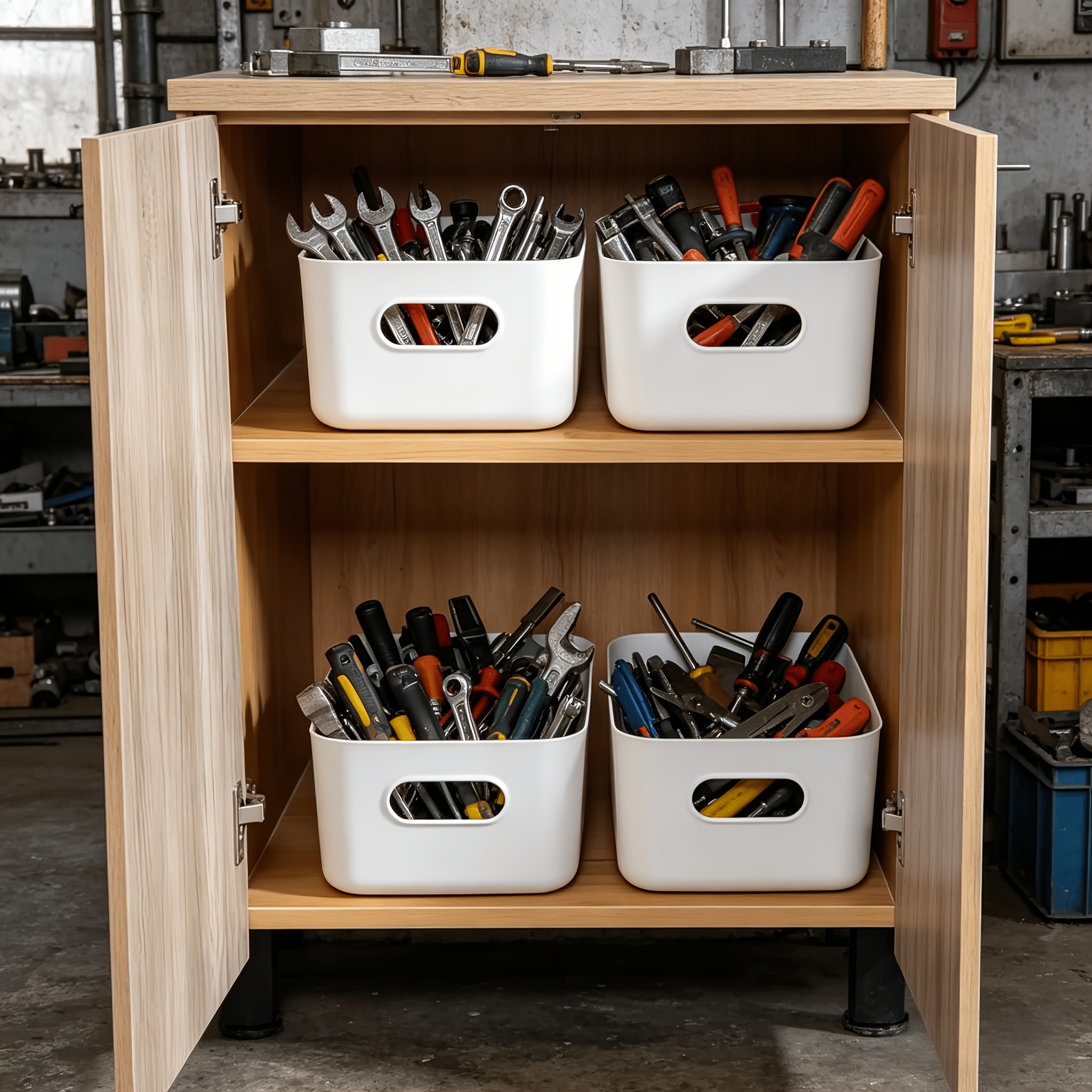 6pcs White Tool Storage Box, Suitable for Home Use for Sorting Screws, Wrenches, and Hardware Accessories, Automotive Parts Organizer Toolbox, Portable Divided Sorting and Storage Box
