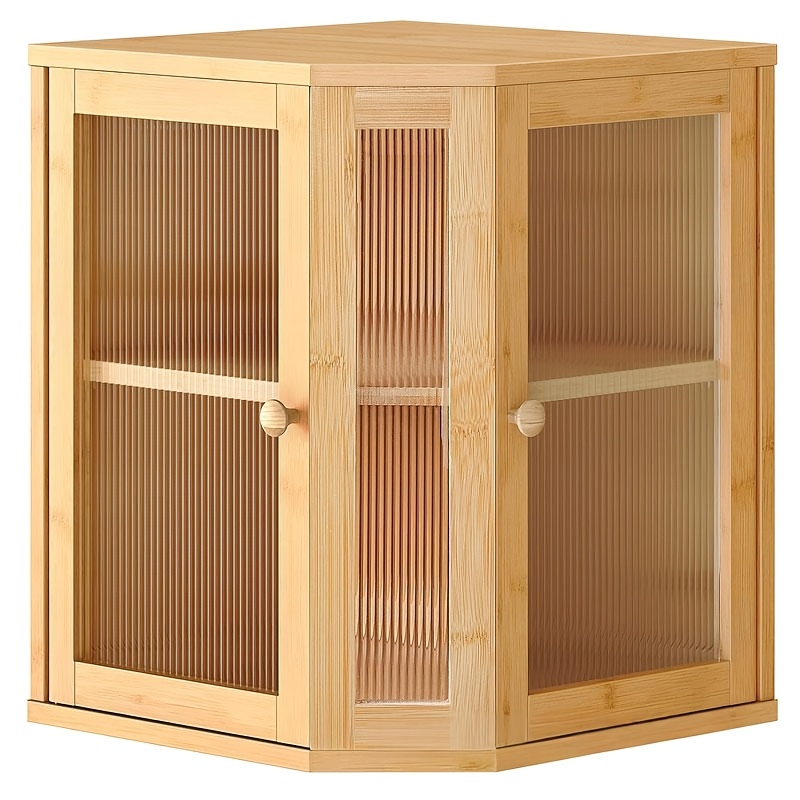 TEMU 2-tier Bread Box Counter Corner Bamboo Wood Bread Storage Container Double Door