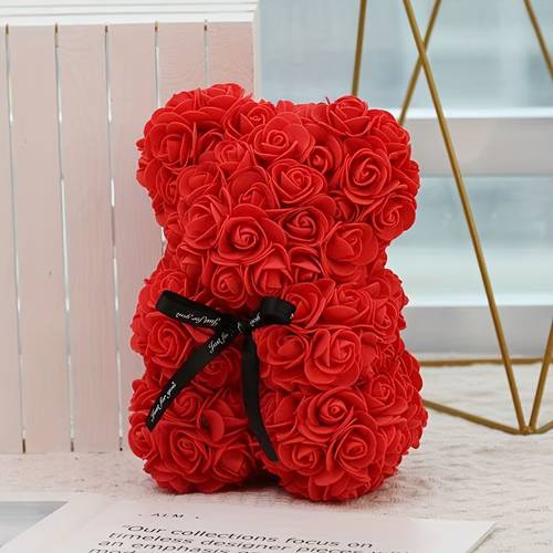 20cm romantic mini rose bear rose flower teddy bear suitable for creative valentines day gift for girlfriend mothers day gift christmas gift teachers day graduation season gift artificial flower eternal rose bear