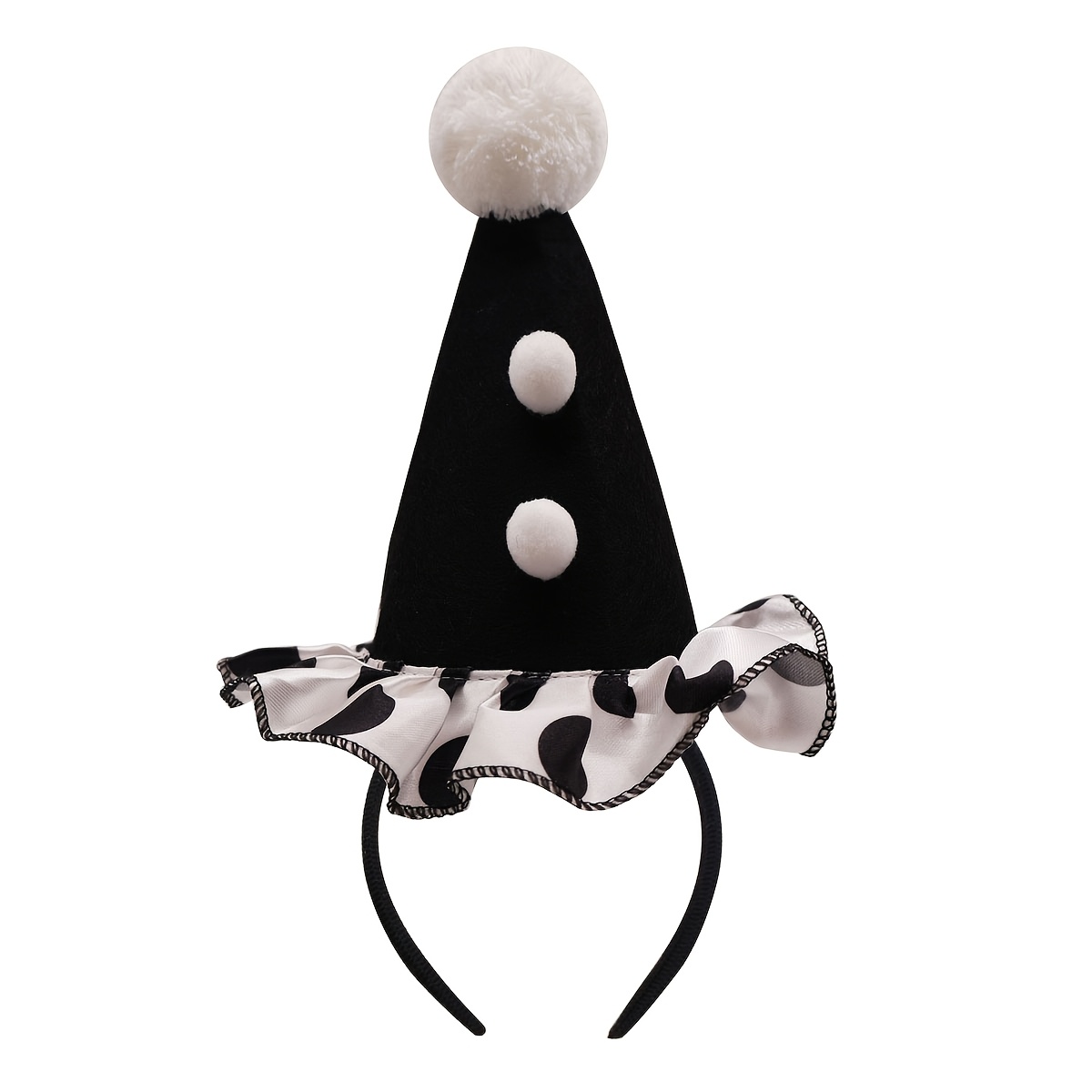 TEMU Bandeau de clown d'Halloween Noir et Jaune Cirque Clown Pièce de tête Costume de carnaval Clown Costume magique Pièce de tête