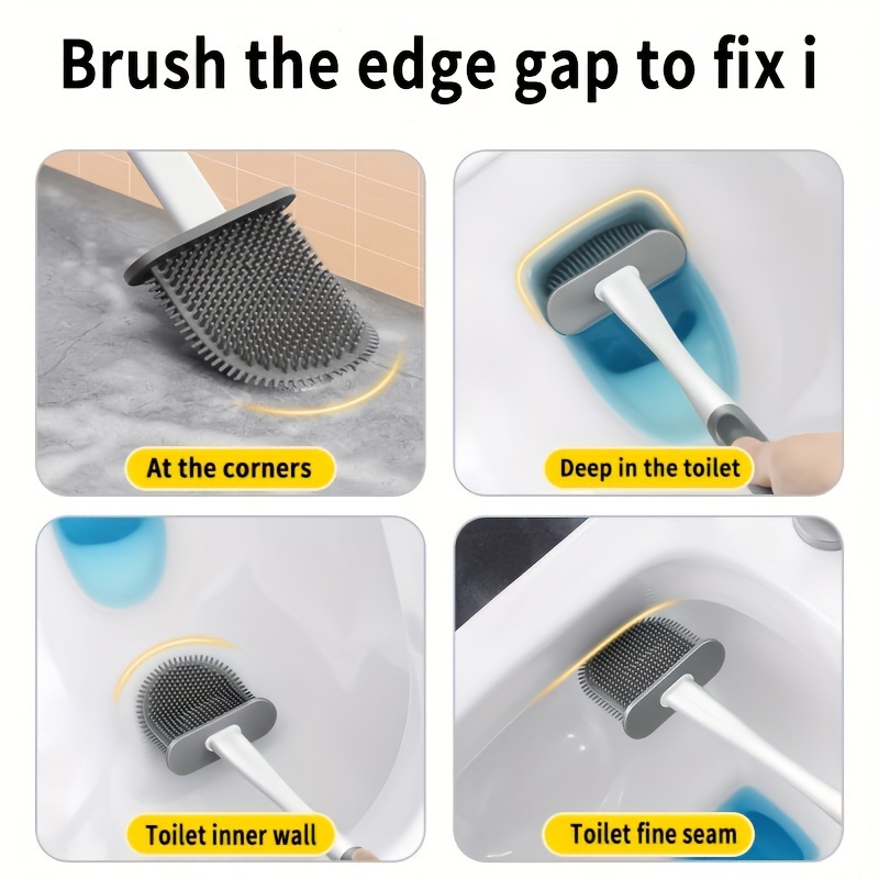 5pcs 1pc small brush 1pc large brush 3pcs matching assembly pieces hole free self   toilet brush set soft brush head   toilet without dead corners multi functional bathroom cleaning tool essential cleaning accessories for home details 7