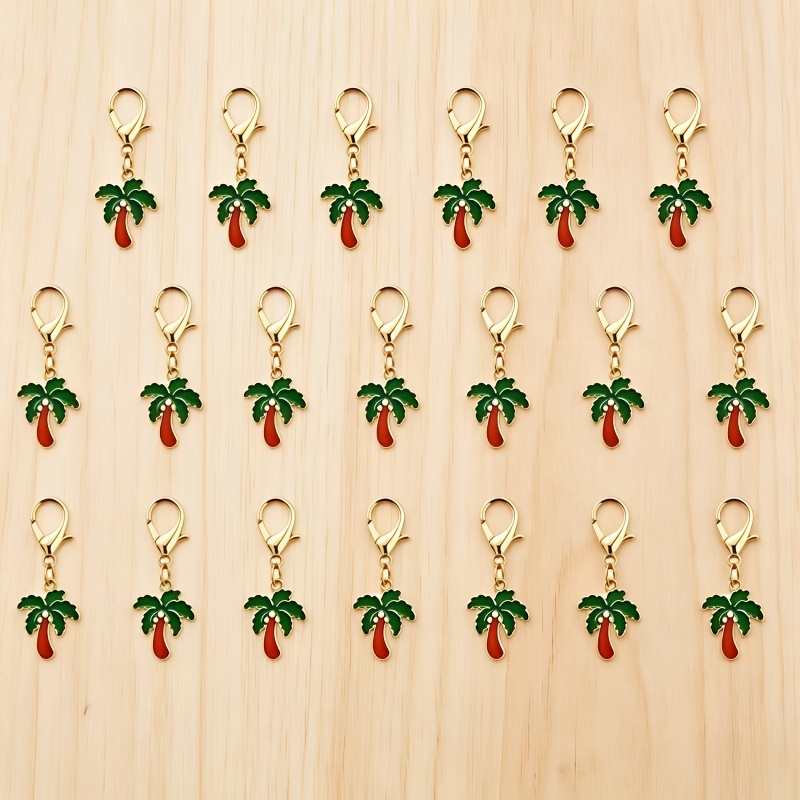 TEMU 20 Porte-clés Arbre de Coco Vert, avec Fermoirs Mousquetons, Pendentifs Plantes, pour Sacs/Clous/Decorations de Chaussures, Cadeaux