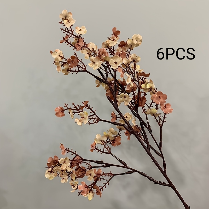 TEMU 6 pièces de fleurs artificielles, gypsophile à 5 pointes, marron, décoration d'automne , Noël, Halloween, Thanksgiving, arrangement floral pour