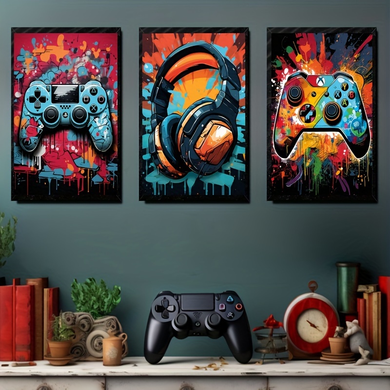 

3-piece Wall Art Set - Cool Neon Gamepad Posters, 17"x12", Unframed Prints For Boys' Bedroom & Gaming Room Decor Video Game Decor Gamer Decor